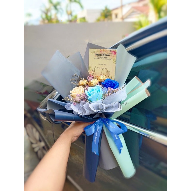 3 Soap Roses with 3 Ferrero Rocher Bouquet (Ipoh Delivery Only)