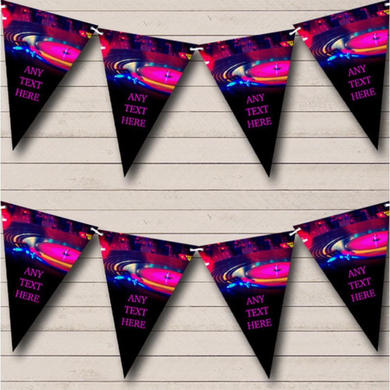 70’s 80’s Disco Dance DJ Record Personalised Birthday Party Bunting – The Card Zoo