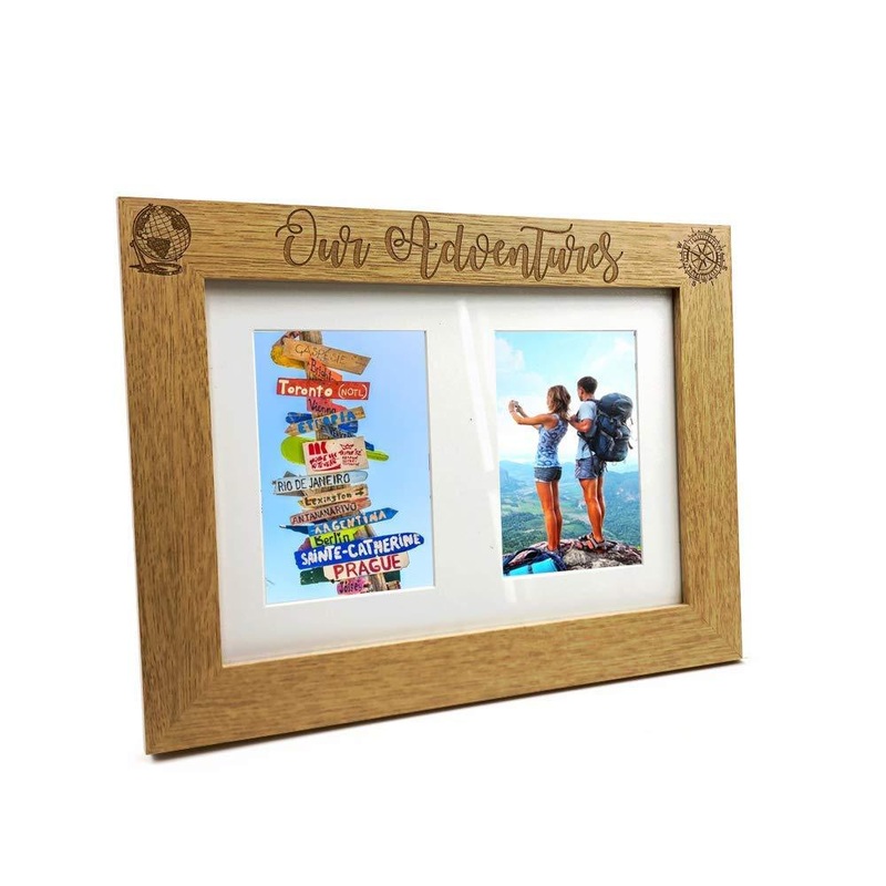 Adventures Travel Holiday Wooden Double picture photo frame