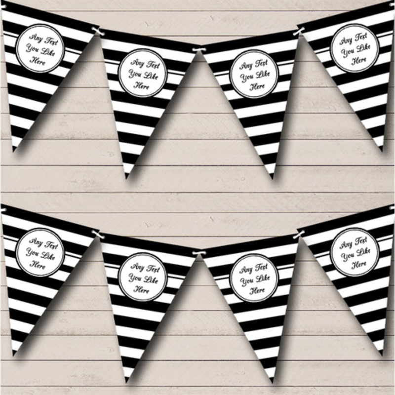 Black And White Horizontal Stripes Personalised Birthday Party Bunting – The Card Zoo