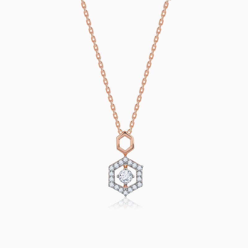 Rose Gold Hexagon Diamond Pendant