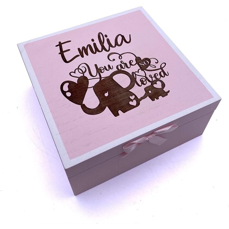 You Are So Loved Personalised Baby Girl Pink Wooden Keepsake Box