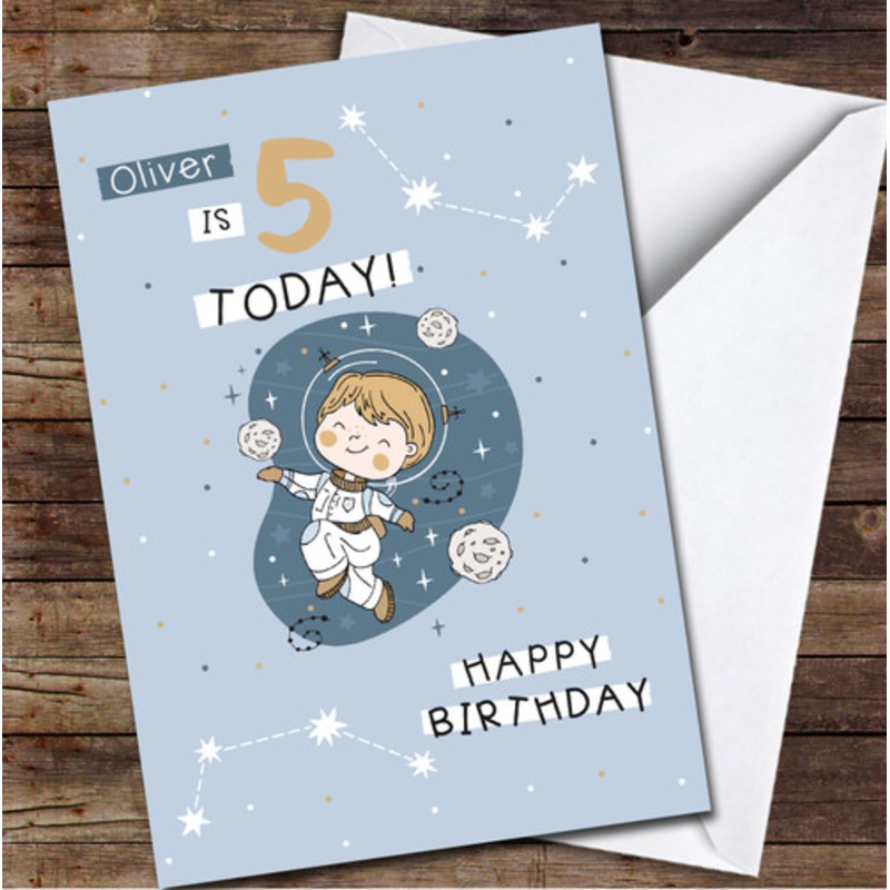 5th Boy Cute Little Space Researcher Any Age Personalised Birthday Card – The Card Zoo