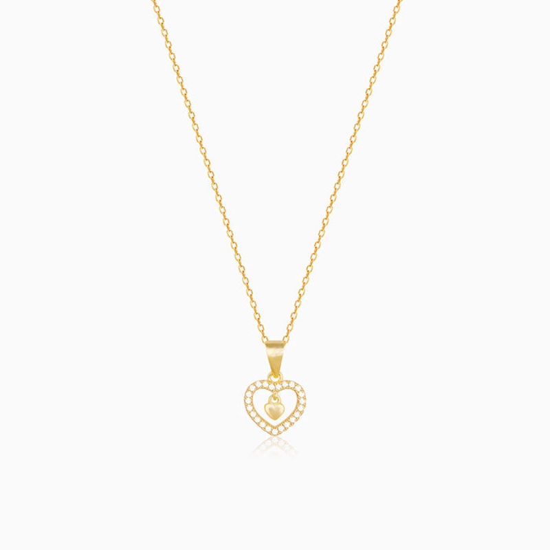 Golden Love Droplet Pendant With Link Chain