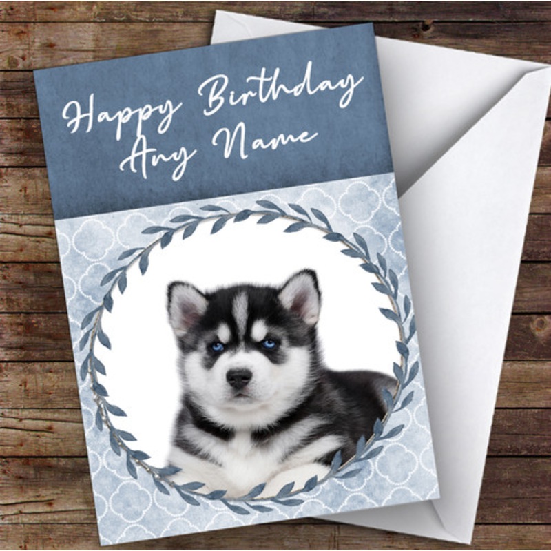 Siberian Husky Dog Blue Animal Personalised Birthday Card – The Card Zoo
