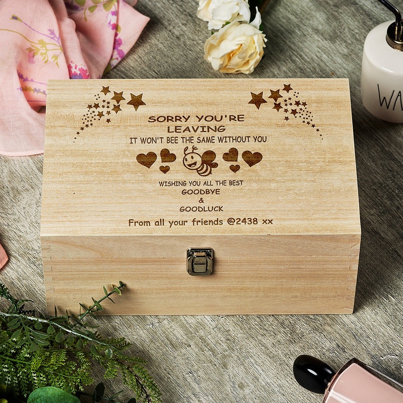 Wooden Personalised Sorry You’re Leaving Goodbye Retirement Gift Box