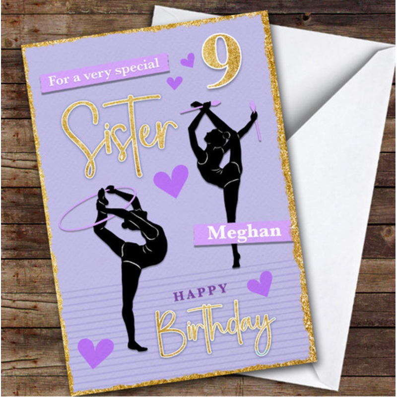 9th Purple Gymnast Gymnastics Custom Personalised Birthday Card – The Card Zoo