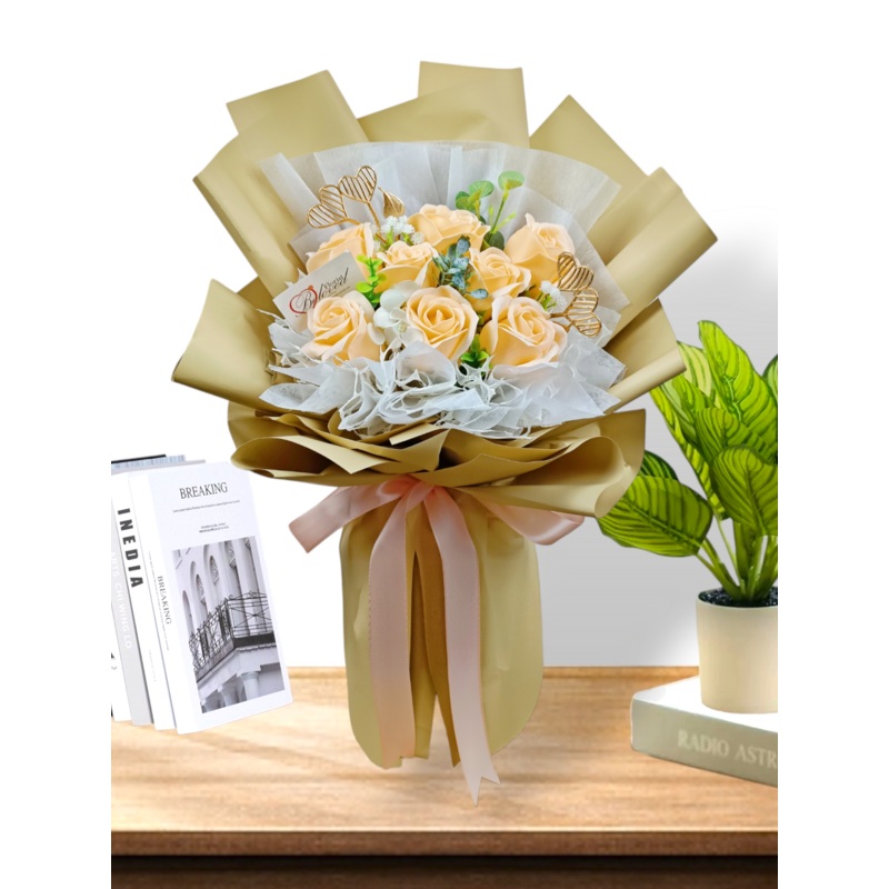 Champagne Soap Rose Bouquet Artificial Flower (Klang Valley Delivery)