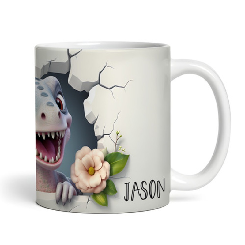 Cute Baby T-Rex Dinosaur 3D Name Tea Coffee Cup Custom Gift Personalised Mug – The Card Zoo