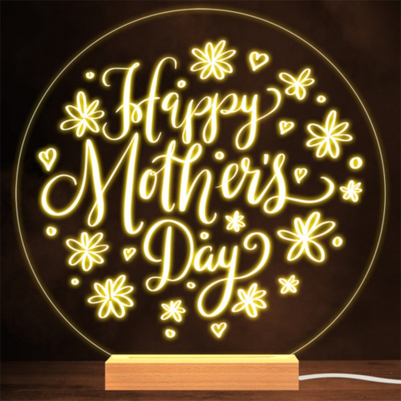 Doodle Flowers Happy Mother’s Day Personalised Gift Lamp Night Light – The Card Zoo