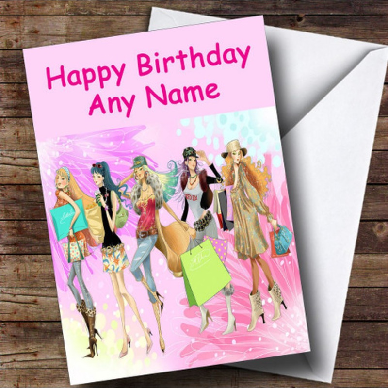 Girly Shopping Trip Personalised Birthday Card – The Card Zoo