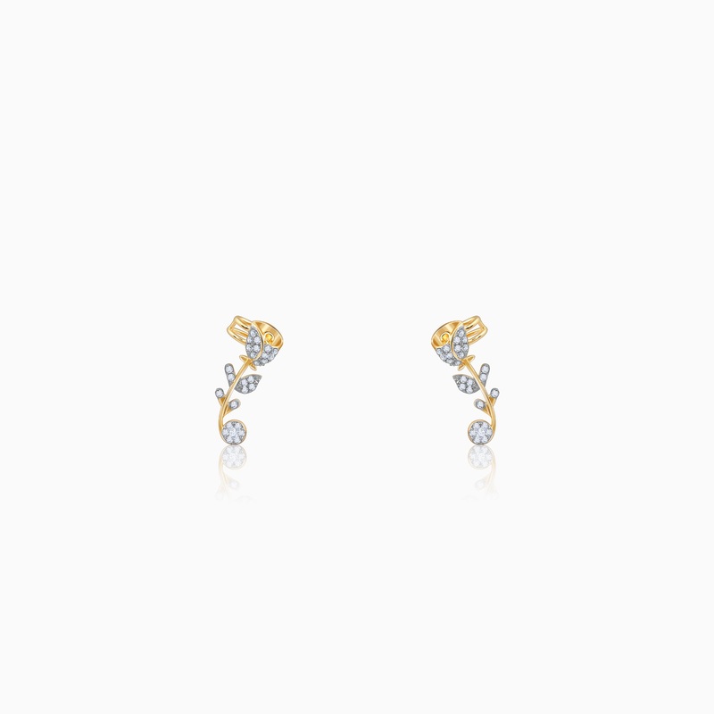 Gold Rosette Diamond Earrings
