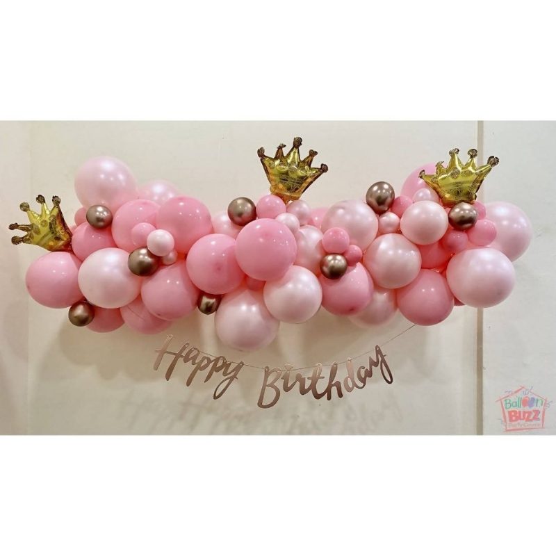 Princess Theme Balloon Garland Hanging With Crown 9in Foil