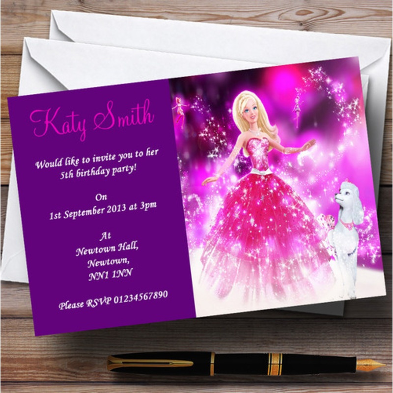 Purple Barbie Personalised Children’s Party Invitations – The Card Zoo