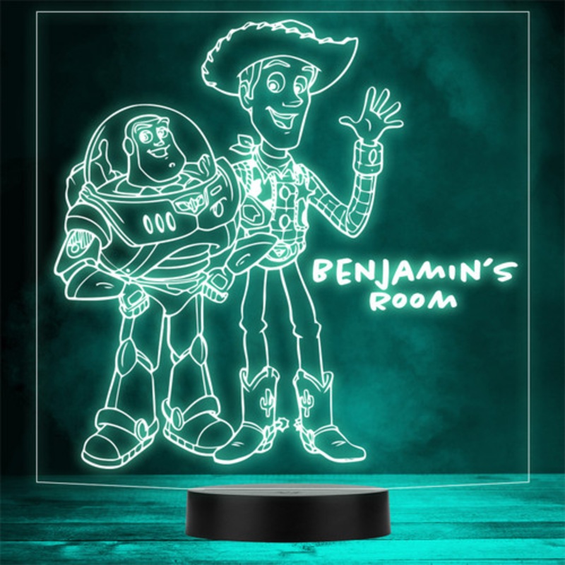 Toy Story Buzz Lightyear And Sheriff Woody Personalised Gift Colour Night Light – The Card Zoo