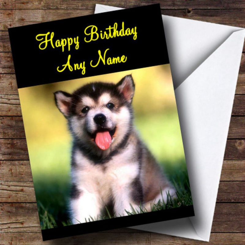 Alaskan Malamute Puppy Personalised Birthday Card – The Card Zoo
