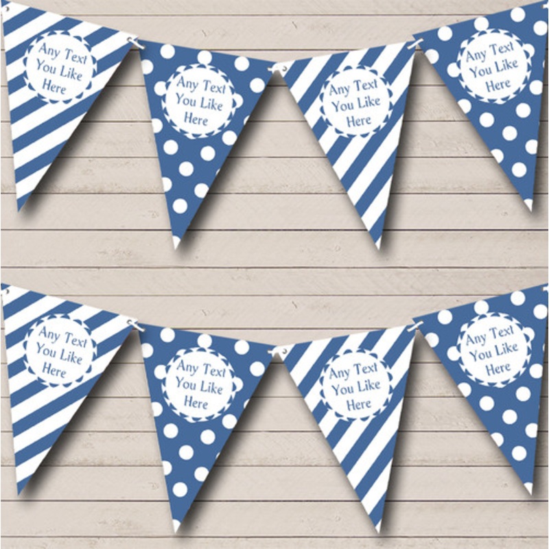 Big Spots And Stripes Blue Personalised Birthday Party Bunting – The Card Zoo