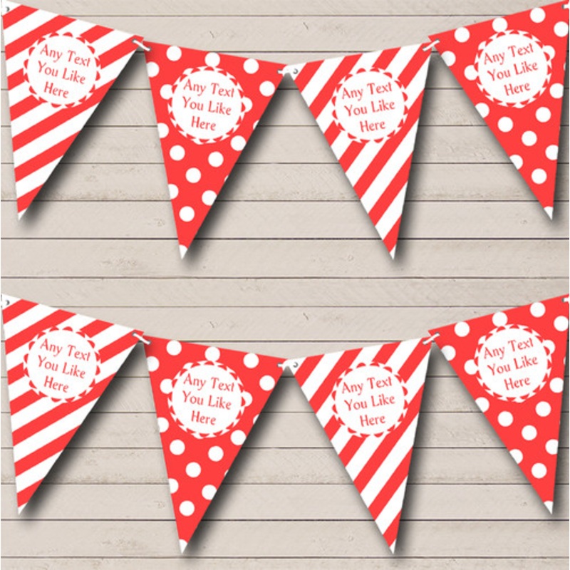 Big Spots And Stripes Red Personalised Birthday Party Bunting – The Card Zoo