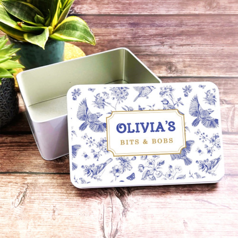 Blue Indigo Vintage Odds and Ends Bits and Bobs Personalised Storage Tin – The Card Zoo