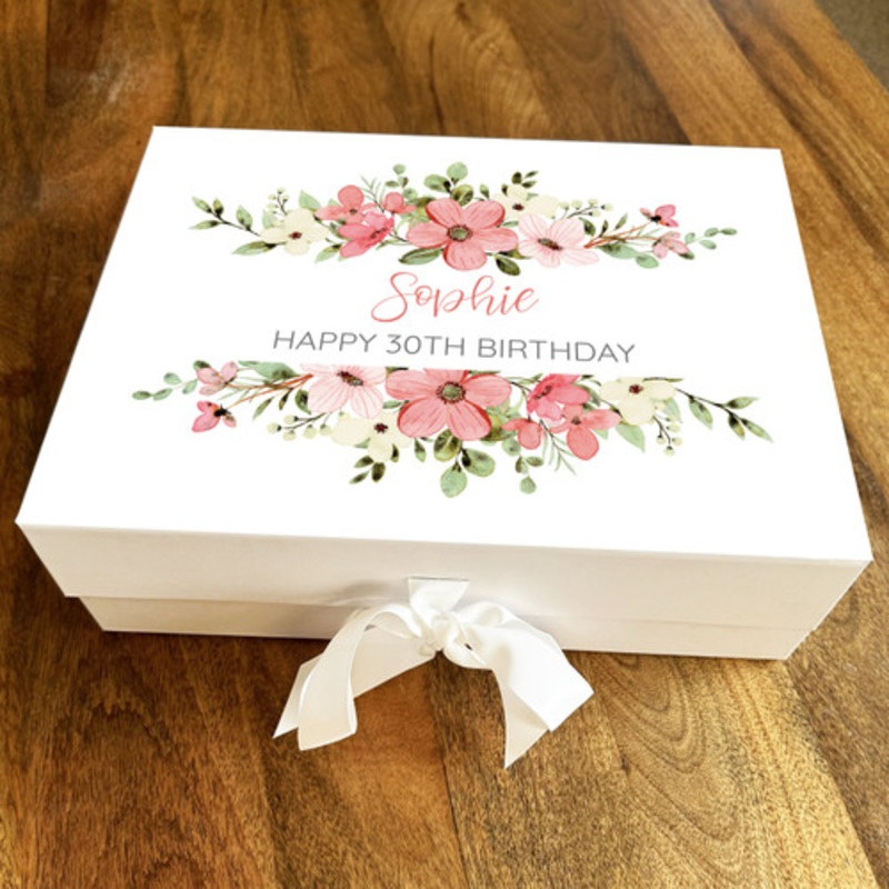 Flower Pink Pretty Female Girl Any Age Personalised Keepsake Birthday Gift Box – The Card Zoo