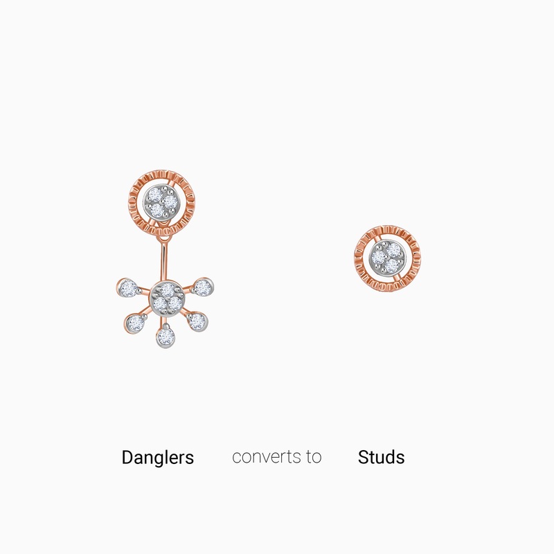 Rose Gold Floral Glam Diamond Earrings