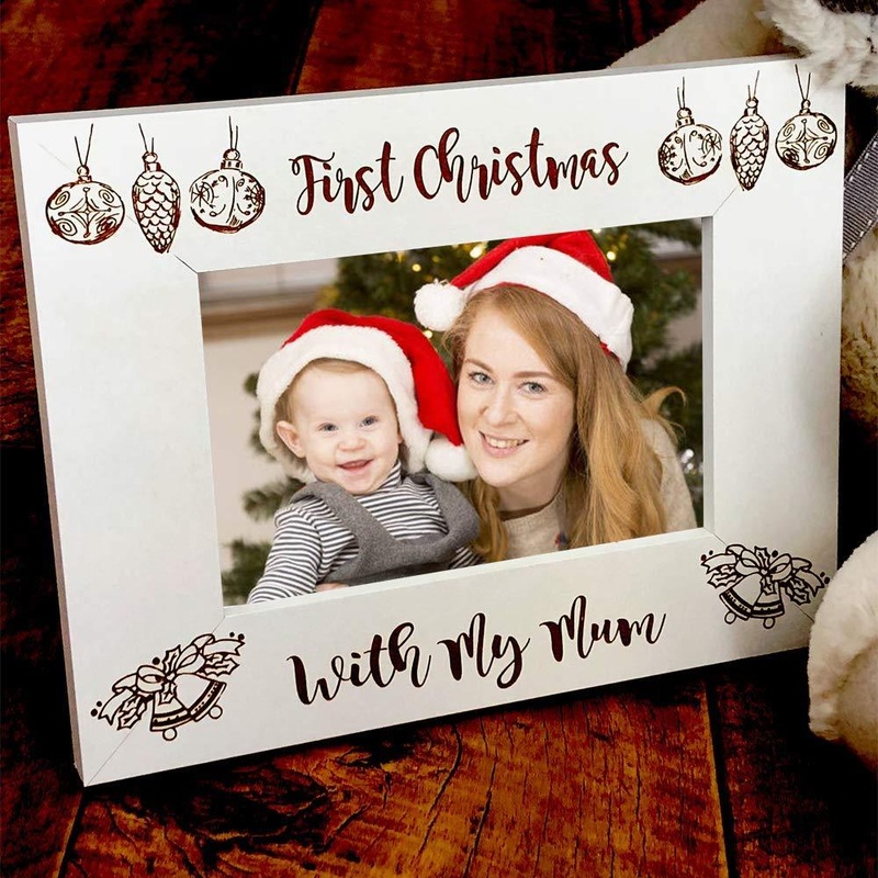 White Wooden First Christmas With My Mum Photo Frame Gift