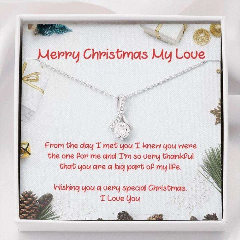 Wife Necklace,Gift Necklace With Message Card Merry Christmas My Love Necklace