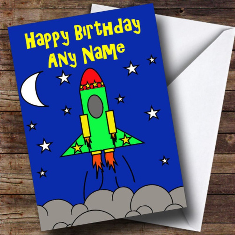 Blue Rocket Card Personalised Birthday Card – The Card Zoo