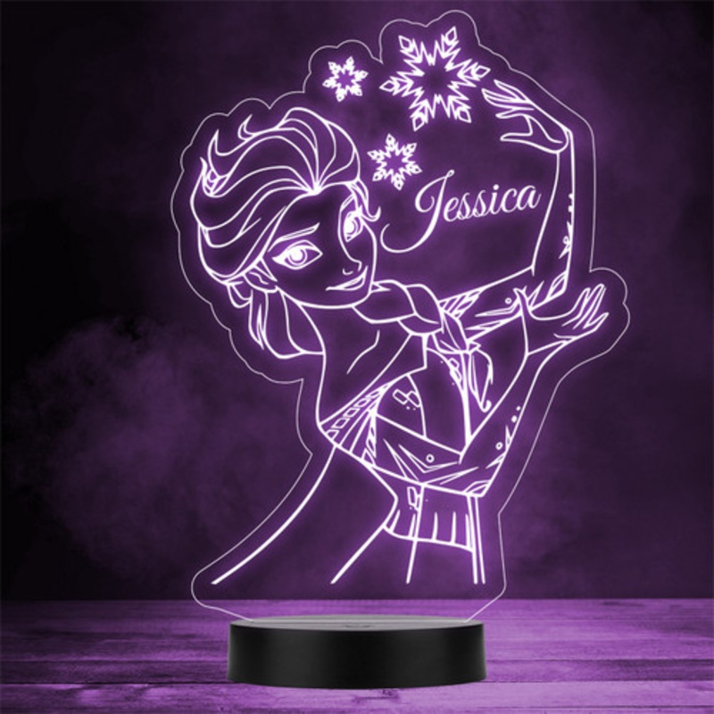 Elsa With Snowflakes Disney Frozen Personalised Gift Any Colour LED Night Light – The Card Zoo