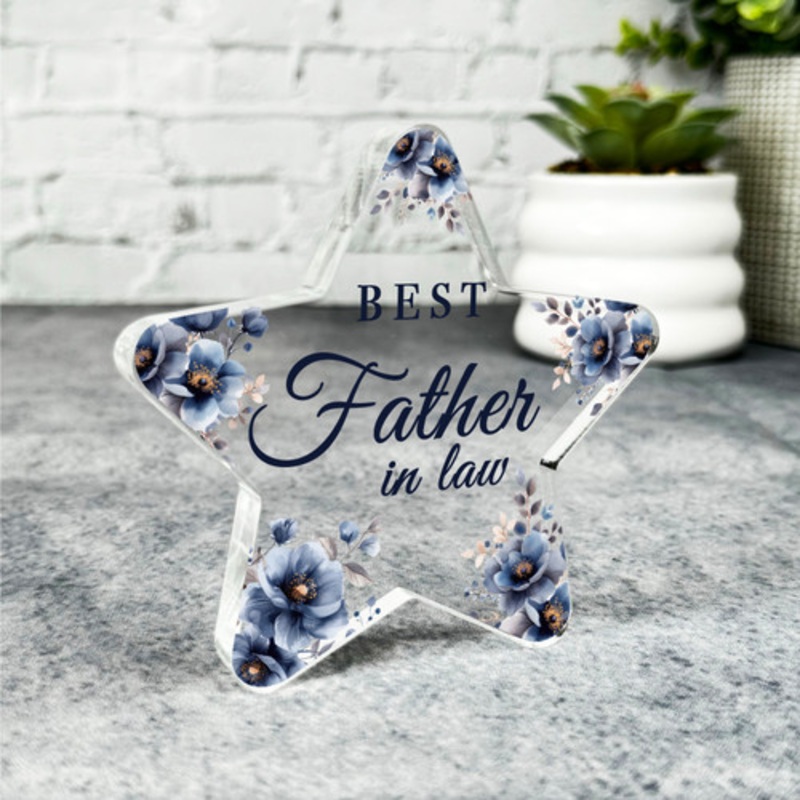 Gift For Best Father-In-Law Navy Floral Star Plaque Keepsake Gift – The Card Zoo
