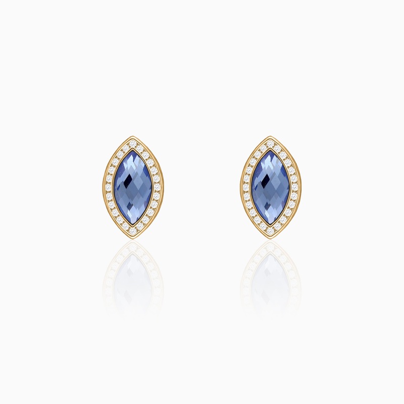 Golden Sapphire Blue Marquise Earrings