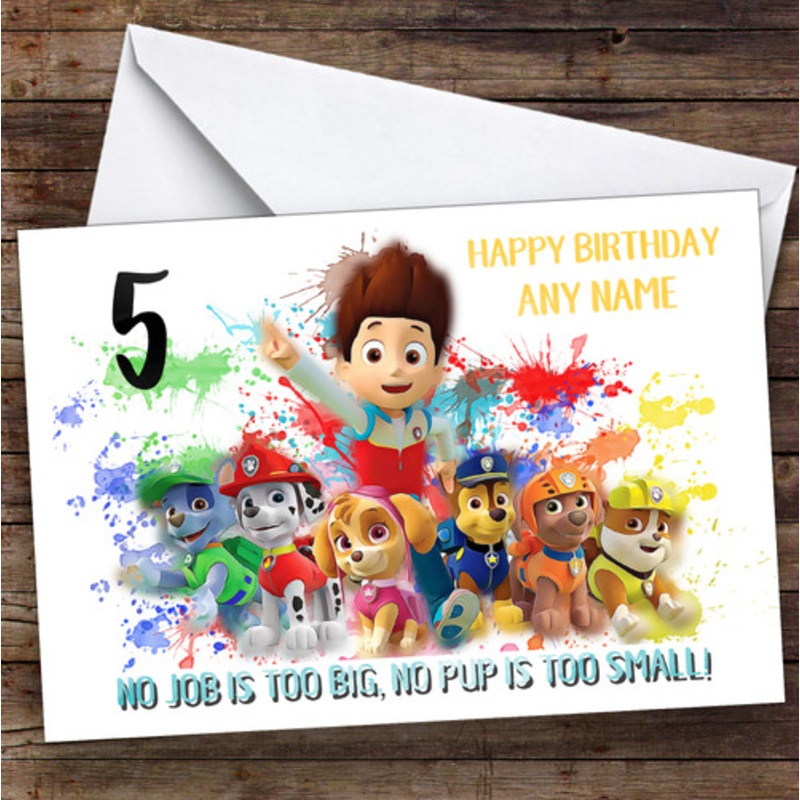 Paw Patrol Gang Landscape Splatter Art Children’s Kids Birthday Card – The Card Zoo