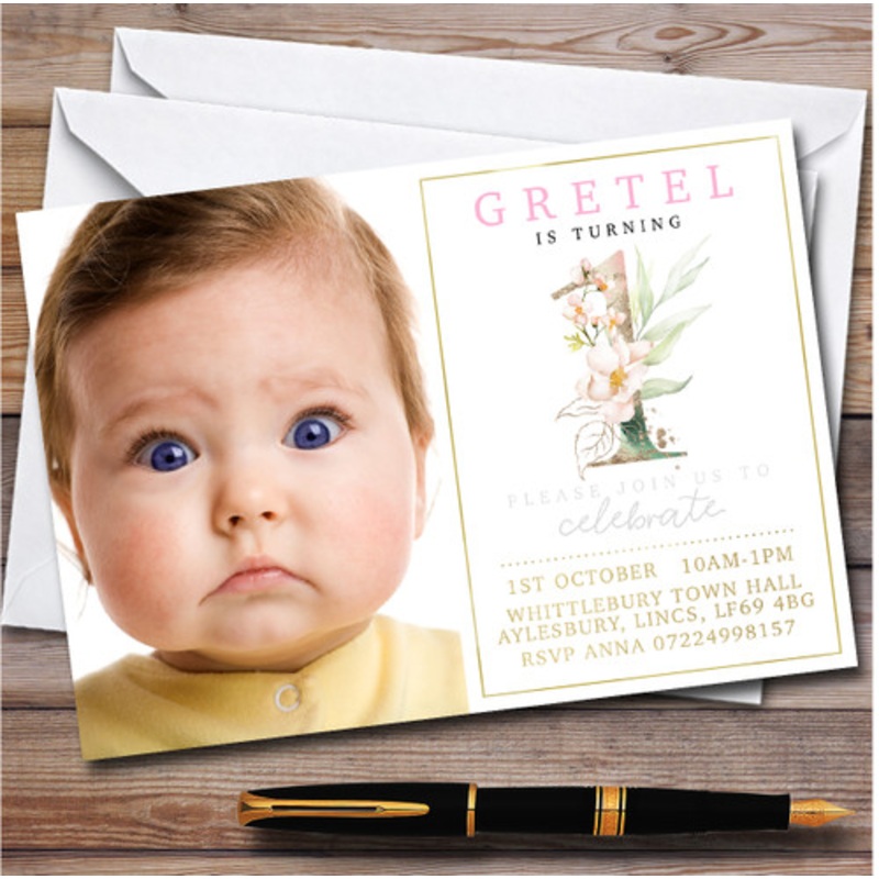 Photo Invite Beautiful Any Number Floral Children’s Birthday Party Invitations – The Card Zoo