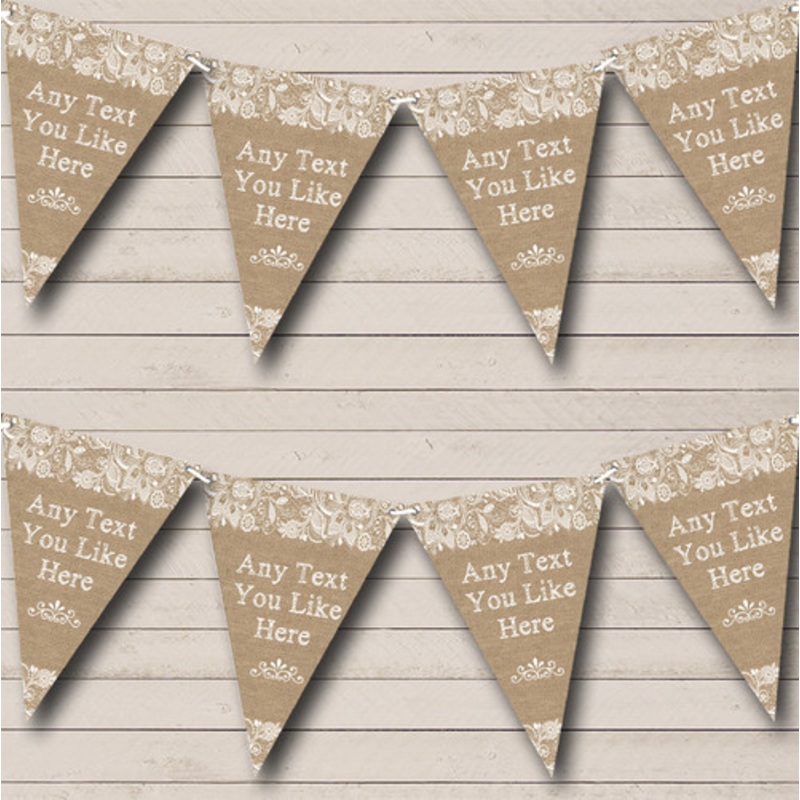 Stunning Burlap and Lace Personalised Birthday Party Bunting – The Card Zoo
