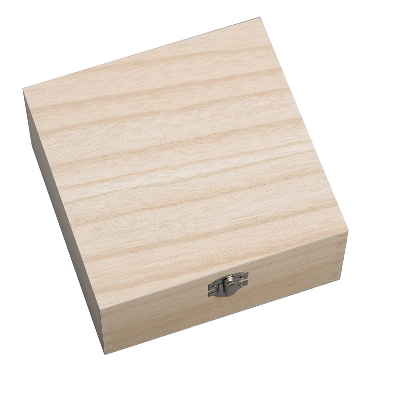Wholesale Trade Pack of 4 – 17cm x 17cm x 7cm Wooden Craft Storage Boxes