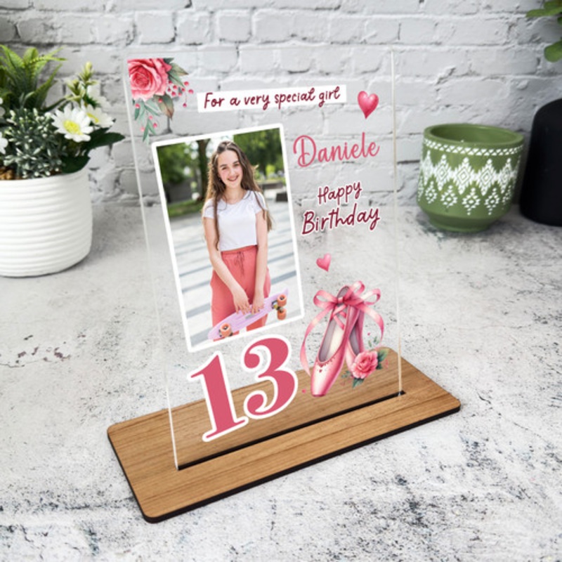13th Birthday Gift For Girl Ballet Shoes Photo Personalised Gift Acrylic Plaque – The Card Zoo