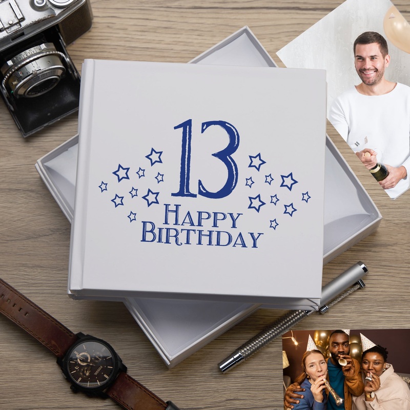 13th Birthday White Photo Album Gift For Him 50 x 6 x 4 Photos