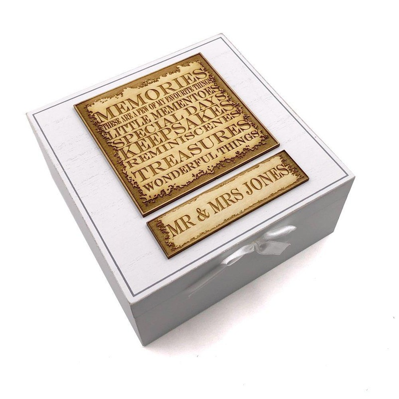 Raised Words Personalised Wooden Memory Box Vintage Style