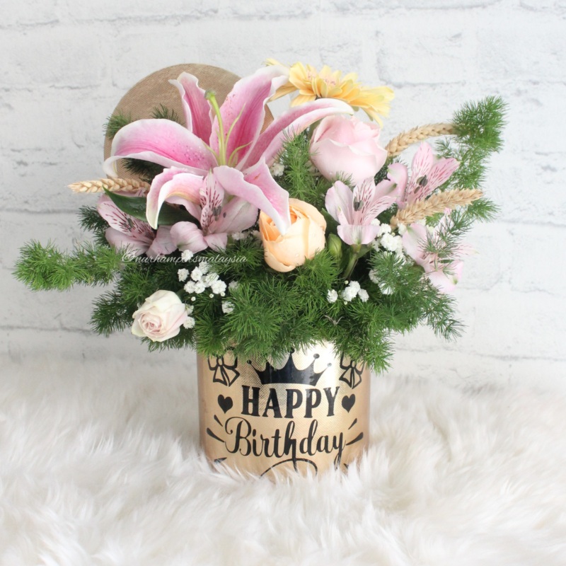 Sweet Mauve Flower Hat Box (Klang Valley Delivery)