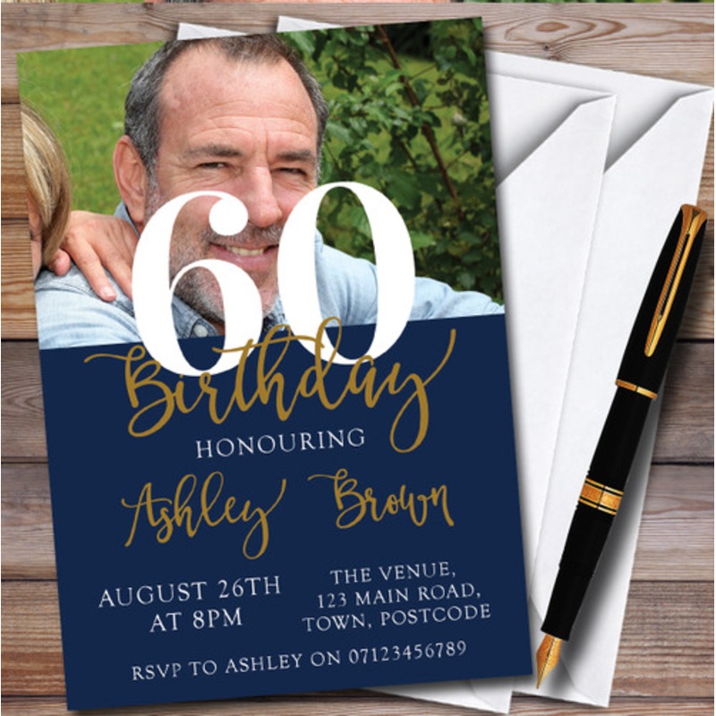 Any Age Any Colour Any Photo 60th Personalised Birthday Party Invitations – The Card Zoo