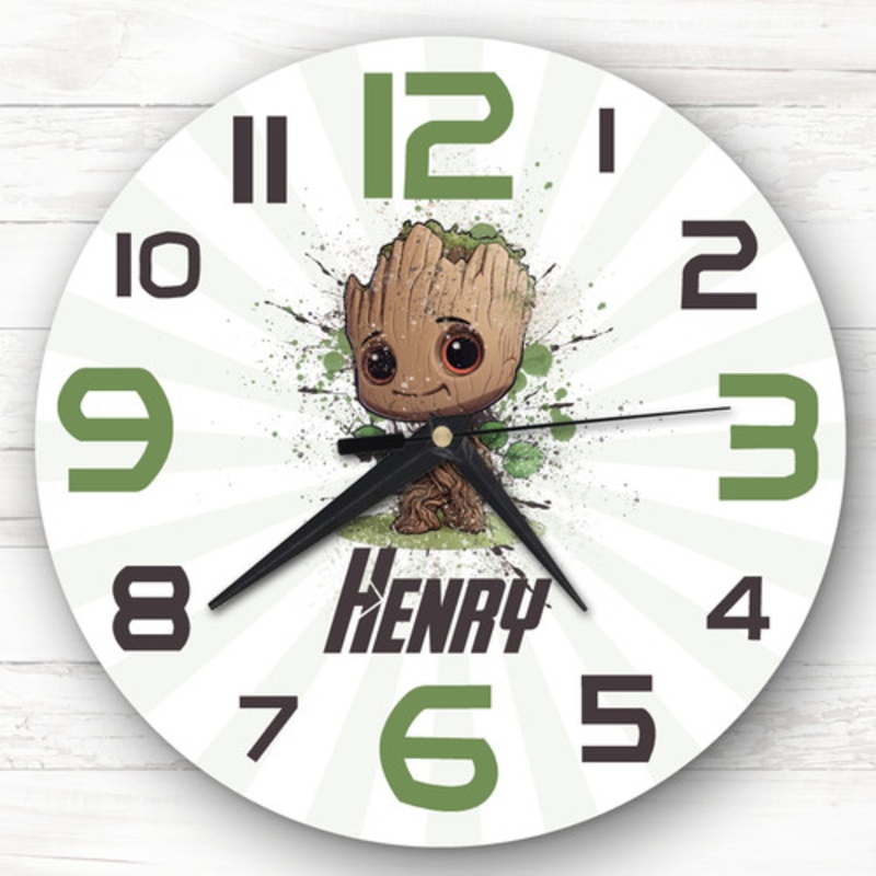 Baby Groot Superhero Boys Room Custom Gift Personalised Clock – The Card Zoo