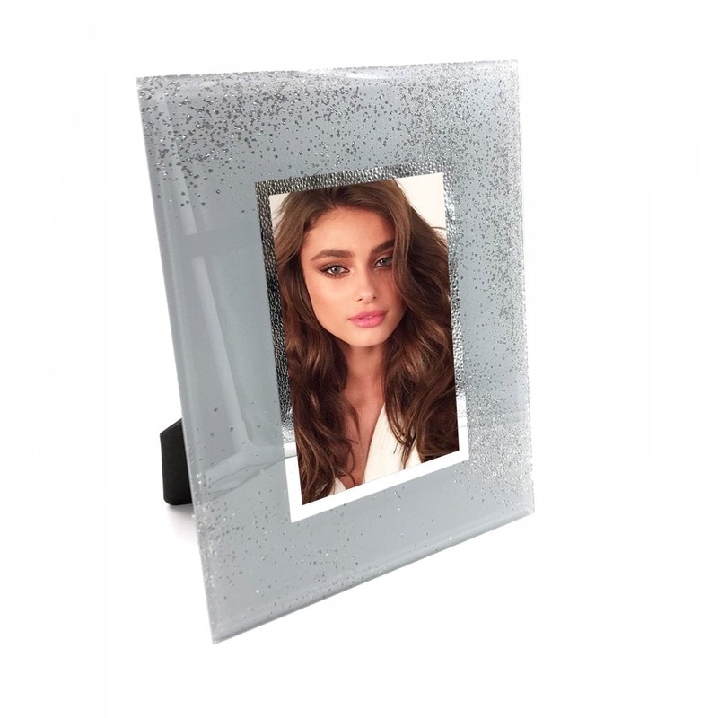 Beautiful Grey Glass and Glitter Photo Frame Gift