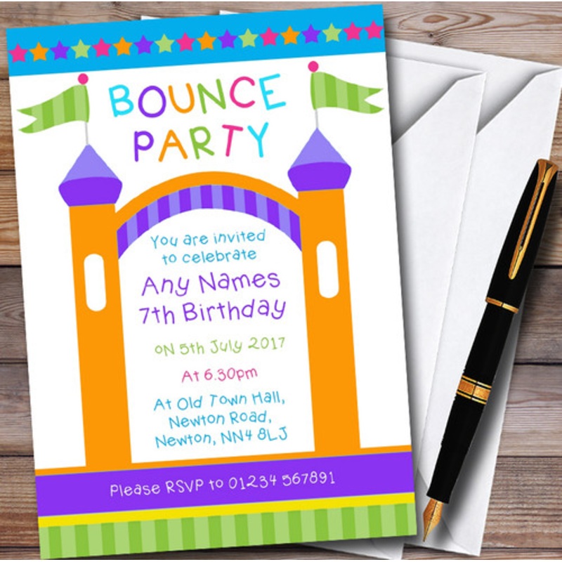 Bounce House Bouncy Castle Personalised Children’s Birthday Party Invitations – The Card Zoo