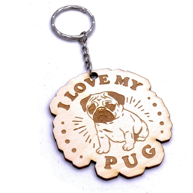 Pug Dog keyring or Bag Charm Gift