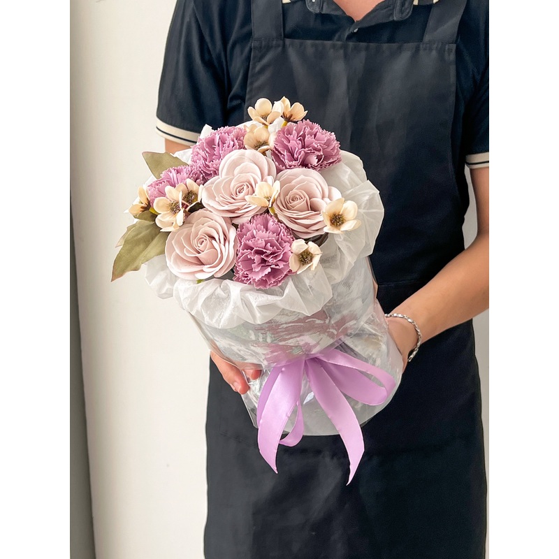 Purple Carnation Soap Flower Bouquet (Klang Valley Delivery Only)
