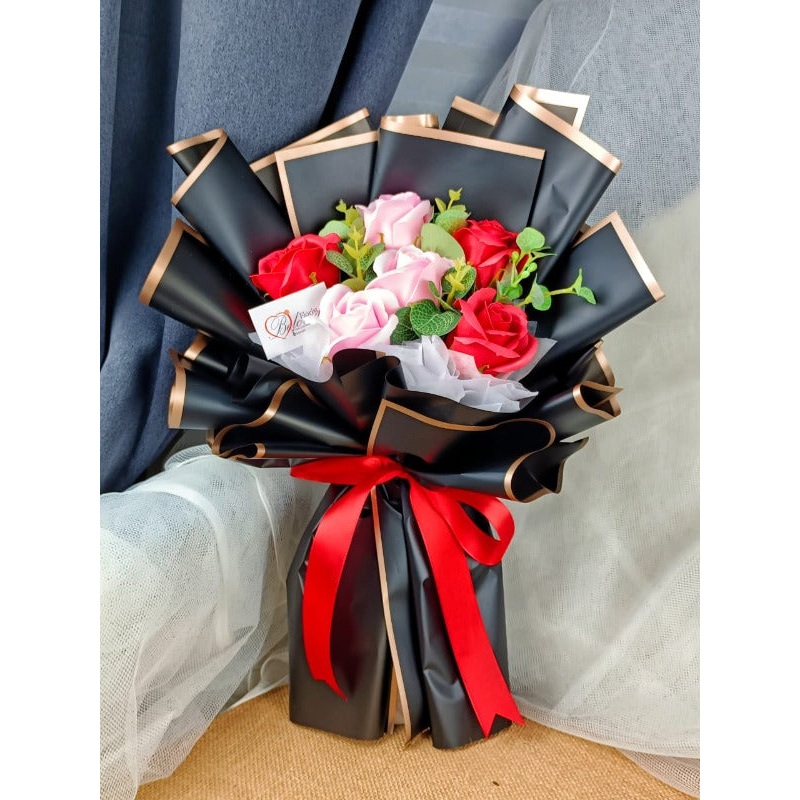 Red & Pink Soap Rose Bouquet (Artificial Flower) | (Klang Valley Delivery Only)