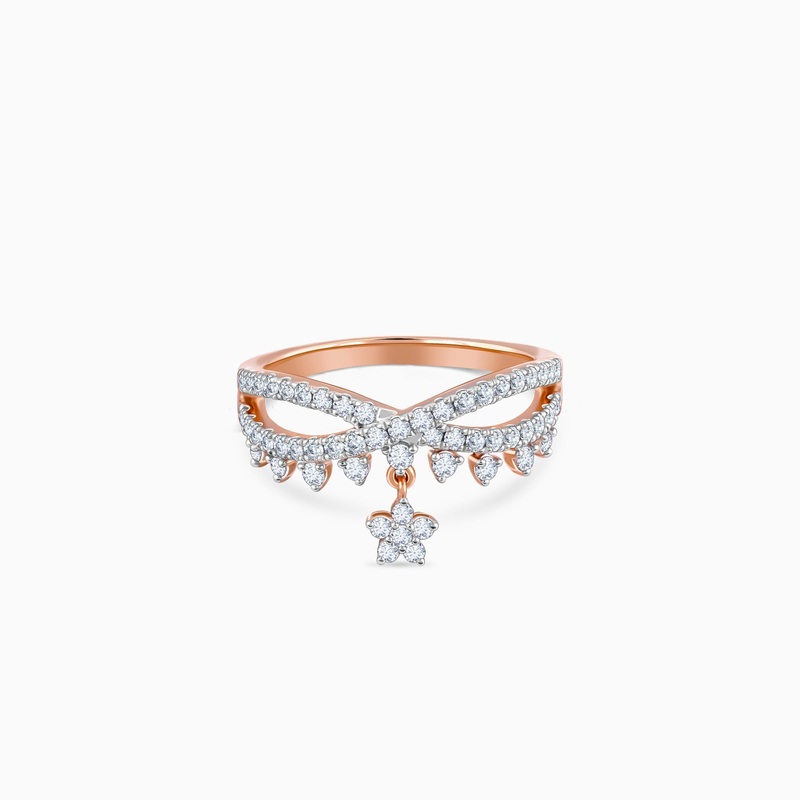 Rose Gold Party Floral Diamond Ring