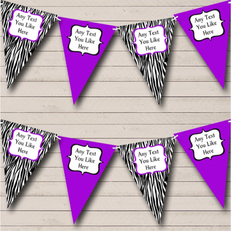 Zebra Print and Purple Personalised Birthday Party Bunting – The Card Zoo