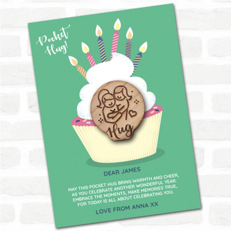 2 Friends Hugging Cupcake Happy Birthday Personalised Gift Pocket Hug – The Card Zoo