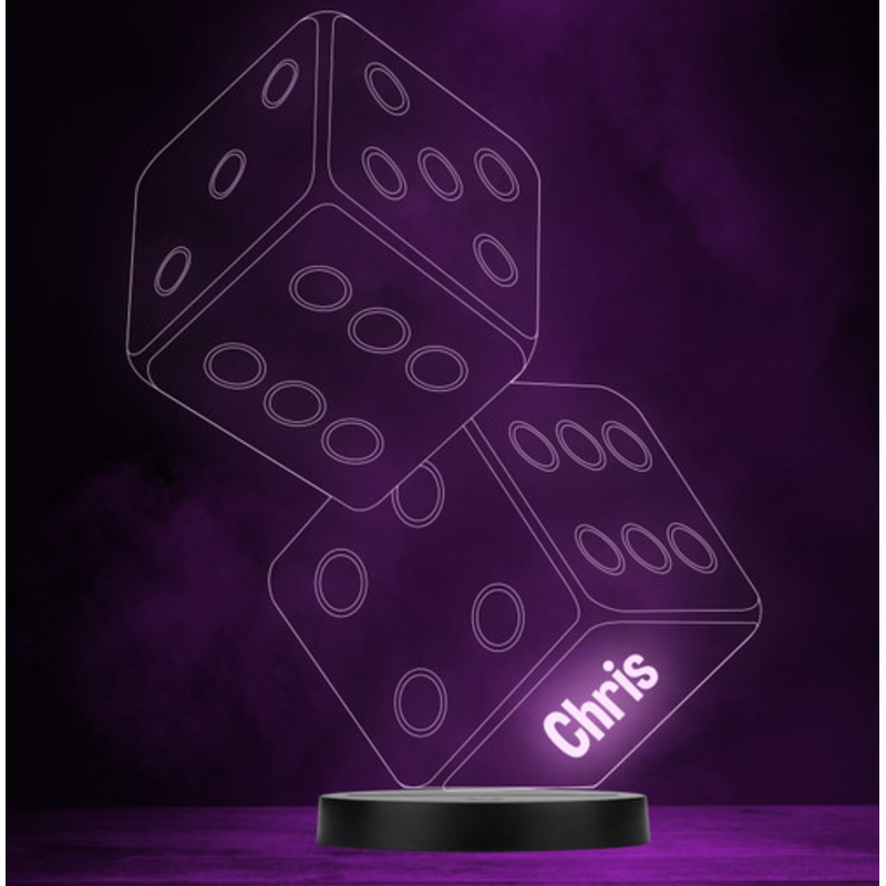 3D Effect Two Dice Personalised Gift Colour Changing Led Lamp Night Light – The Card Zoo